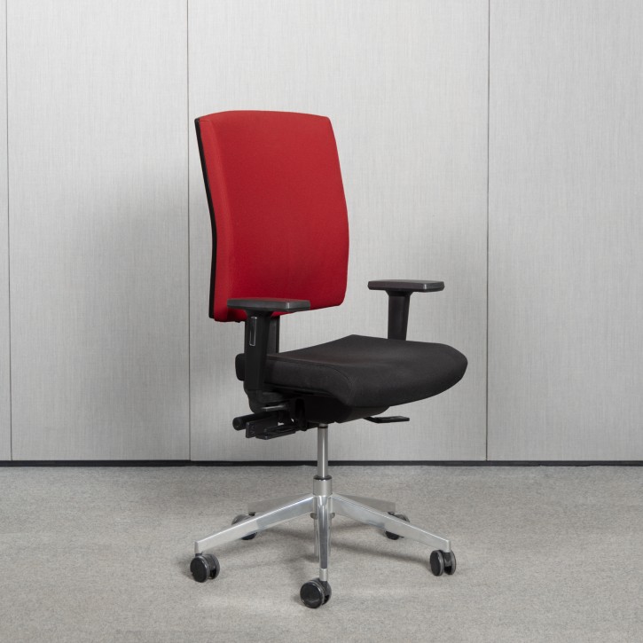 DAUPHIN "@JUST EVO OPERATOR" - Bürodrehstuhl mt Synchrotechnik | Rot / Schwarz / Alu