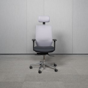 DAUPHIN "SHAPE MESH" - Bürodrehstuhl mit Kopfstütze | Anthrazit / Platingrau